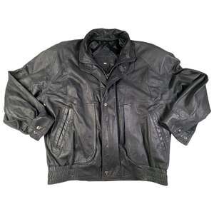 90s True Vintage Black Leather Bomber Jacket St. Croix Men’s 40 Full Zip